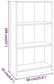 barna tölgyszínű szerelt fa könyvszekrény 60 x 24 x 109 cm
