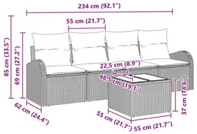 5 részes kertbútor szett párnákkal Bézs poli rattan