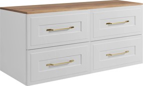 Fürdőszoba szekrény mosdó alá fehér tölgy 160 Cm keret front Mdf Asztallap