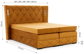 SONO kárpitozott boxspring ágy, 200x200, monolith 84