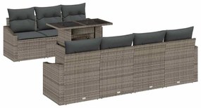 vidaXL Kerti Kanapé Szett párnával 8 pcs Szürke polirattan