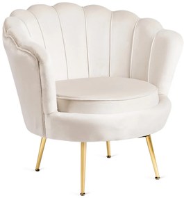 Elegáns Fotel Lábtartóval Krészínű Bársony Kárpittal. GRAND