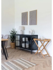 Brisbane vitrines komód, 3 ajtó, acél, fekete 140x40x85 cm