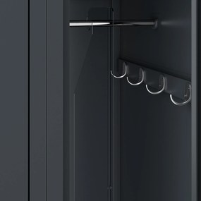 Pléh öltözőszekrény talpazaton, négymodulos, polcokkal KACPER II, 600 x 1800 x 500 mm, antracit