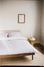 Sötét natúr színű kárpitozott-forgácslemez franciaágy ágyráccsal 180x200 cm diófa dekorral Streiko – noo.ma