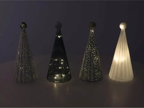 Üvegből készült, sötétben világító TWINKLE karácsonyfa LED világítással, 22 cm, szürke árnyalatokban.