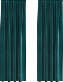 vidaXL Sötétítő függönyök 2 pcs Sötétzöld 140 x 260 cm Bársony