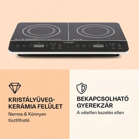 Klarstein Varicook Slim, indukciós főzőlap, 3500 W, 240 °C, 2 főzőlap, időzítő, érintős