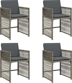 vidaXL 4 db szürke polyrattan kerti szék párnával