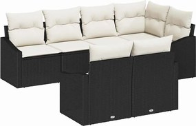 vidaXL Kanapé Szett párnával 7 pcs Fekete polirattan