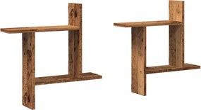 vidaXL 2 db antik fa színű szerelt fa fali polc 50 x 12 x 50 cm