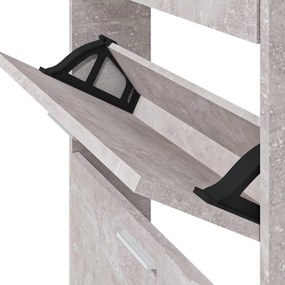 betonszürke szerelt fa cipőszekrény 59x17x150 cm