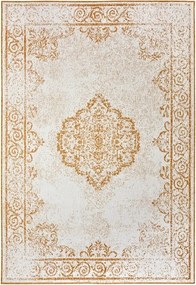 Teraszszőnyeg 200x290cm kétoldalas zsinóros, sárga krémszínű lapos szövésű