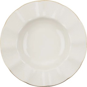 Tányérkészlet porcelán, krém-arany, 24 darabos