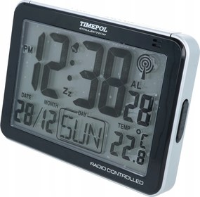 LCD Ébresztőóra R852-DCF Fekete Radiocontrol Akkumulátor Ajándék