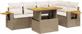 vidaXL 6 részes bézs polyrattan kerti ülőgarnitúra párnával