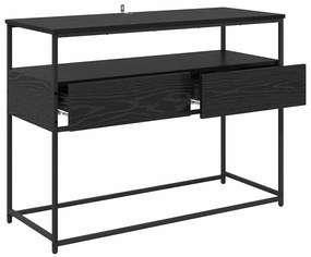 vidaXL Konzolasztal fiókkal Fekete tölgy 100 x 40 x 75 cm Faanyag