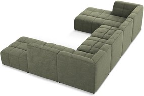 Zöld buklé sarokkanapé (U alakú) Aloha – Makamii