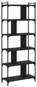 6 szintes fekete szerelt fa könyvespolc 76 x 32 x 192 cm