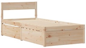 tömör fenyőfa ágy fiókokkal és matraccal 90 x 200 cm
