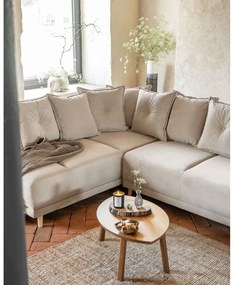 Bézs kordbársony kinyitható sarokkanapé (bal oldali) Lazy Lukka – Miuform