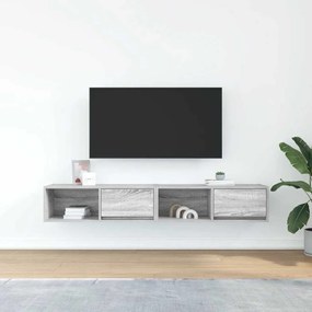 2 db szürke sonoma szerelt fa fali TV-szekrény 80x31x25,5 cm