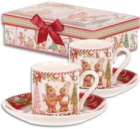 Mézeskalács ajándék szett 2 karácsonyi csésze csészealjjal 70 ml