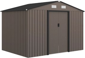 Outsunny Fém kerti tároló ház 5.4m² nagy kerti szerszámtároló horganyzott acél kerti ház tolóajtóval zárható kültéri tároló szellőzőkkel alapkerettel