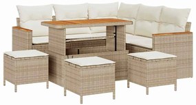 vidaXL Kerti Kanapé Szett 9 pcs Bézs polirattan