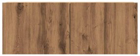 kézműves tölgy színű szerelt fa fali TV-szekrény 80x30x30 cm