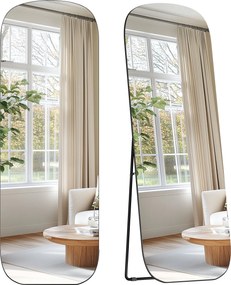 Teljes alakos tükör, állótükör lekerekített sarkokkal, fekete