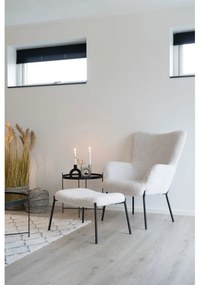 Glasgow fotel, mesterséges báránybőr, fehér fekete lábakkal