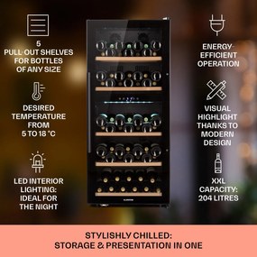 Klarstein Barossa 91 Duo, borhűtő, 204 l, 91 palack, 2 zóna