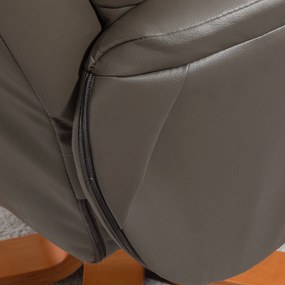 HOMCOM Relaxáló Fotel Lábnyugtatóval, Hinta Háttámlával, Dönthető Fotel, Párnázott Ülés, Műszálas Borítással, Szilárd Fa Kerettel, Kortárs Dizájn, Szü