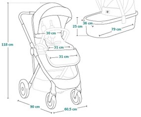 Lionelo - AMBER PLUS 2 az 1-ben kombinált babakocsi, homokbézs