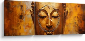 Kép - Buddha, olajfestmény (órával) (90x30 cm)