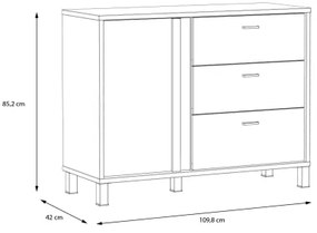 Fiókos komód OREN barna/fekete
