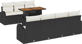 vidaXL Kerti Kanapé Szett párnával 8 pcs Fekete és krémszínű