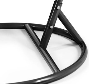 Fekete függő KOKON szék állvánnyal, zöld-fehér párna