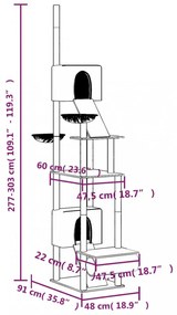 sötétszürke plafonig érő kaparófa 277-303 cm