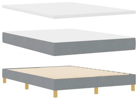 vidaXL Box Spring Ágy Matraccal &amp; LED Világosszürke 140x190 cm Szövet