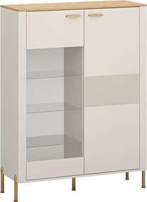 Alacsony vitrin, kasmír/kő tölgy, RUNOL 1D1W