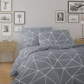 Kvalitex Nordic Grid pamut ágyneműhuzat szürke, 220 x 200 cm, 2x 70 x 90 cm, 220 x 200 cm, 2 db 70 x 90 cm