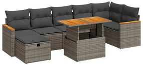 vidaXL 5 részes szürke polyrattan kerti ülőgarnitúra párnákkal