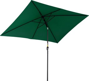 Outsunny Alumínium Napernyő 195x295x253 cm Négyzetes Kerti Napernyő Kurblival és Levehető Oszloppal Teraszhoz, Medencéhez, Kültérhez Zöld | Aosom