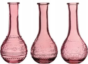 Üveg váza gyertyatartó 15,8 cm üveg rózsaszín