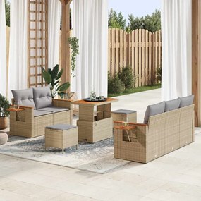 Kerti Kanapé Szett 8 pcs bézs és világosszürke 90 x 55 x 71 cm