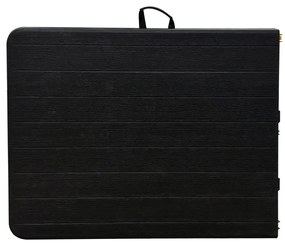 Összecsukahtó kempingasztal fekete színben 180x74 cm., fogantyúval a könnyű hordozhatóság érdekében