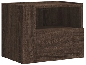 Barna tölgy színű falra szerelhető éjjeliszekrény 45x30x35 cm