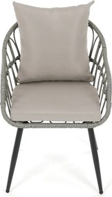 Kerti szék, fém, polyrattan, szürke, AZ-F1406 GREY